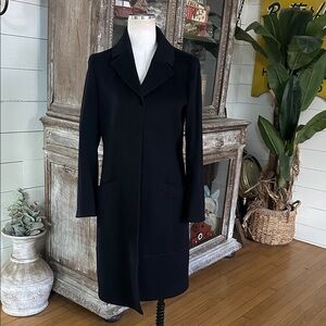 BROOKS BROTHERS BLACK WOOL LONG COAT LUXURY Ing. Loro Piana & C. ITALIAN FABRIC